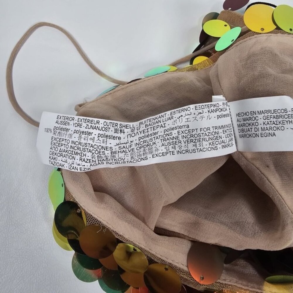 NWOT ZARA Metallic‎ Gold SEQUIN Crop TOP Thin Straps 9406/103 Size XS - Picture 16 of 16